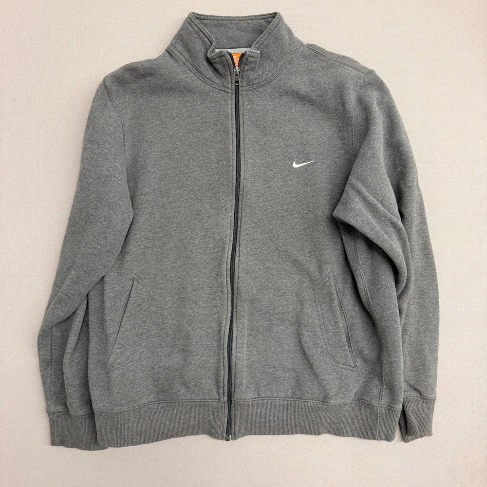 Nike Athletic Dept Mens Full Zip Sweatshirt Gray Fleece Jacket Large Embroidered